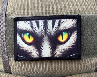 Naszywka morale „Intense Cat Eyes”: zabawna taktyczna naszywka z rzepem