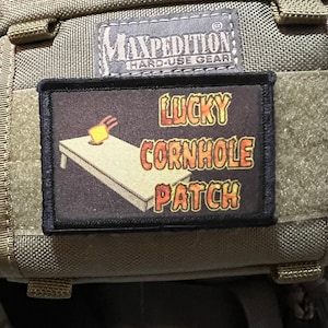 Lucky Cornhole Morale Patch: Hook and Loop, 2x3&quot;
