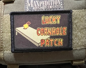 Lucky Cornhole Morale Patch: Hook and Loop, 2x3"