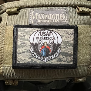 USAF Pararescue Morale Patch- Hook and loop Custom Patch 2x3&quot; Made in the USA!