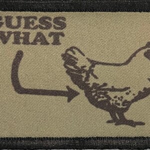 Adivinhe o que Chicken Butt Funny Moral Patch - Patch personalizado de gancho e laço 2x3" feito nos EUA! imagem 2