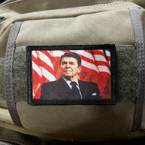 Ronald Reagan Morale Patch- Hook and loop Custom Patch 2x3&quot; Made in the USA!