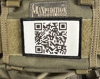 Rick Roll QR Code Funny Morale Patch- Hook and loop Custom Patch 2x3" Made in the USA!