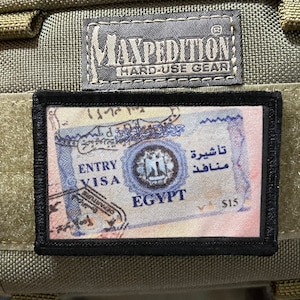 Egypt Passport Stamp Morale Patch- Hook and loop 2x3&quot;Circle Made in the USA!