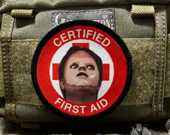 Red First Aid Kit Patch (3.5 Inch) Velcro Badge (Hook & Loop