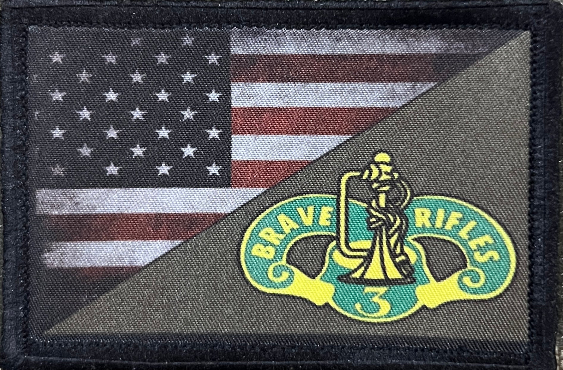 3rd Cavalry Brave Rifles Morale Patch: Hook and Loop, USA Made 2x3