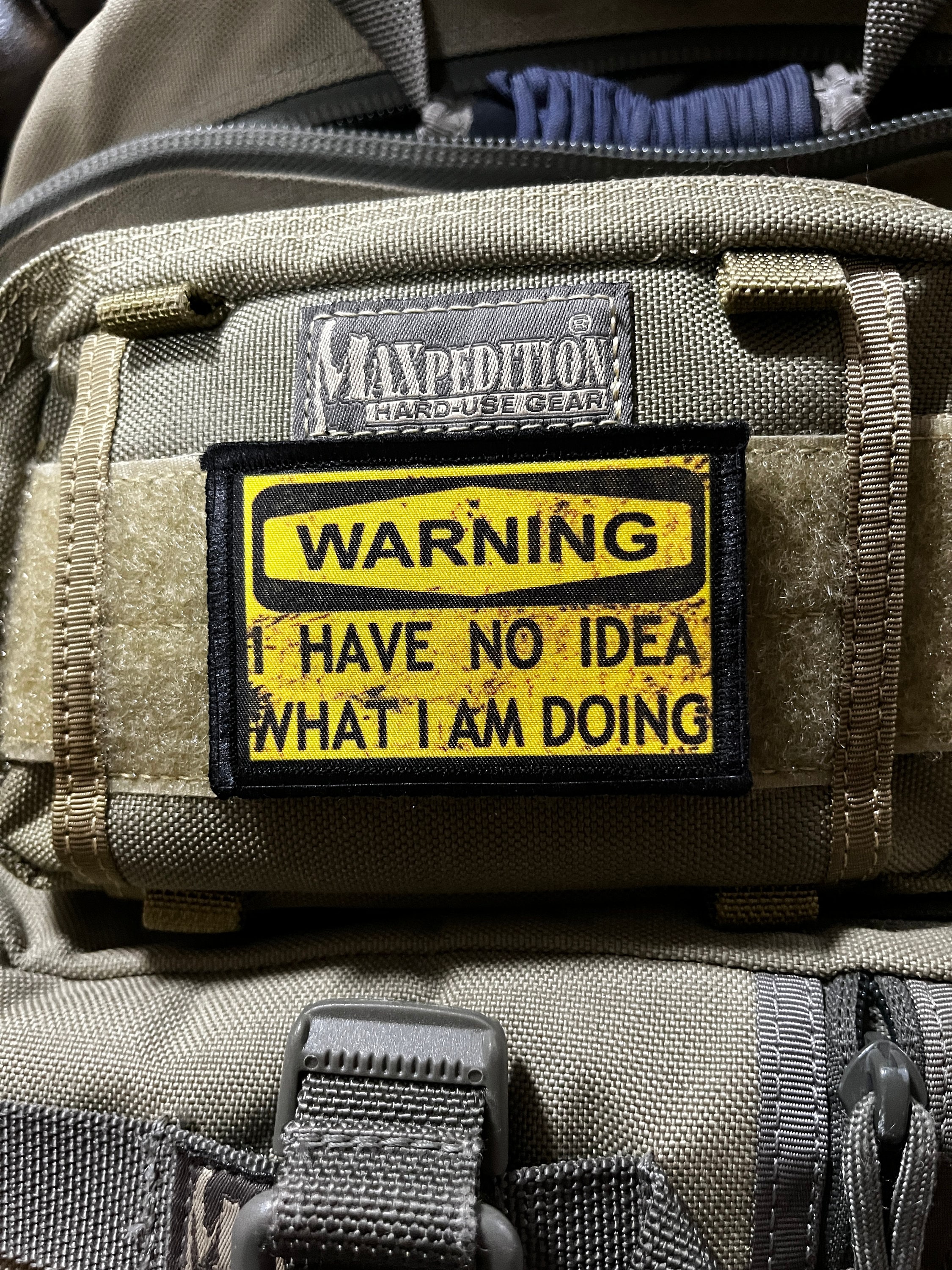 2 écussons Humoristiques « Warning I Have No Idea What I Am Doing » - Patchs Velcro Amusants, 9,1x6,3 Cm, Pour Sac à Dos, Gilet, Casquette, Déco Tactique Fun