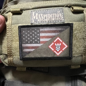 82nd Engineer Battalion USA Flag Morale Patch- Hook and loop Custom Patch 2x3&quot; Made in the USA!