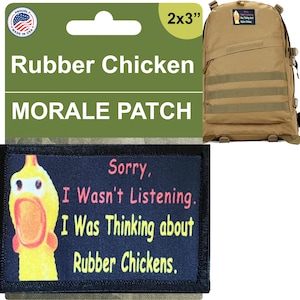 Rubber Chicken Funny Morale Patch- Hook and loop Custom Patch 2x3&quot; Made in the USA!