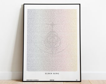 Elden Ring Video Game Script Poster - Modern Video Game Art, Minimalist Wall Decor, Gamer Gift