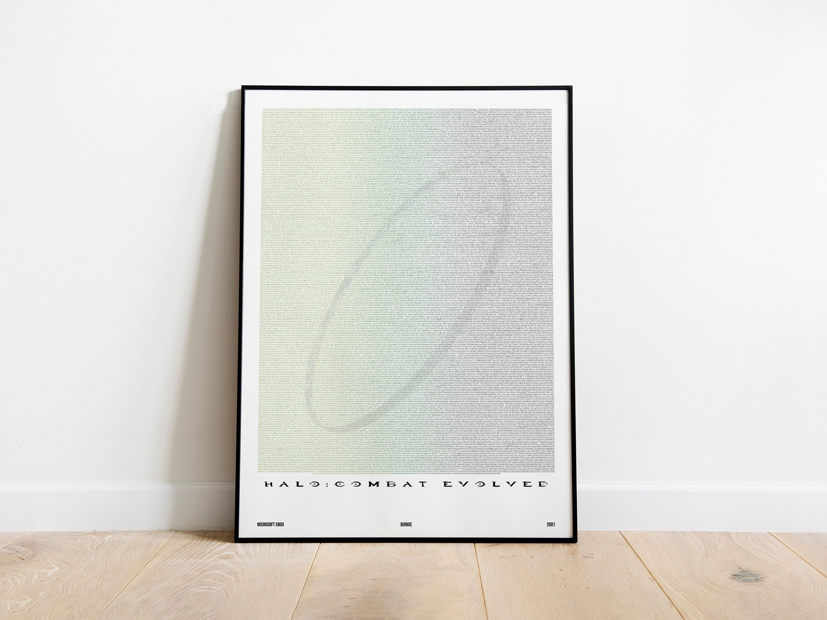 Halo: Combat Evolved Video Game Script Poster - Xbox Video Game Art, Retro Wall Decor, Gamer Gift
