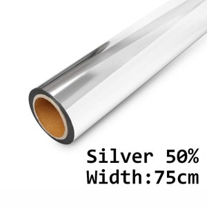 Silver Mirror Window Film, Window Reflective Film, Tinting Film Silver 40, 50% SILVER, width:75cm