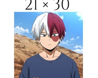 Poster dell'anime Todoroki Shoto di My Hero Acagemia. Stampa su plastica decorazione a parete, quadro per cornice, art.