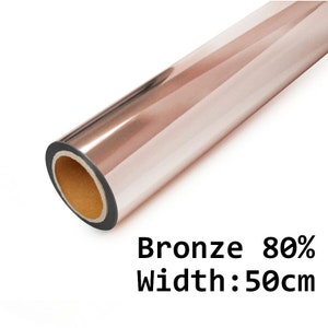Film de fenêtre miroir en bronze, film réfléchissant pour fenêtre, film teinté Bronze 20, 80% BRONZE, largeur: 50 cm