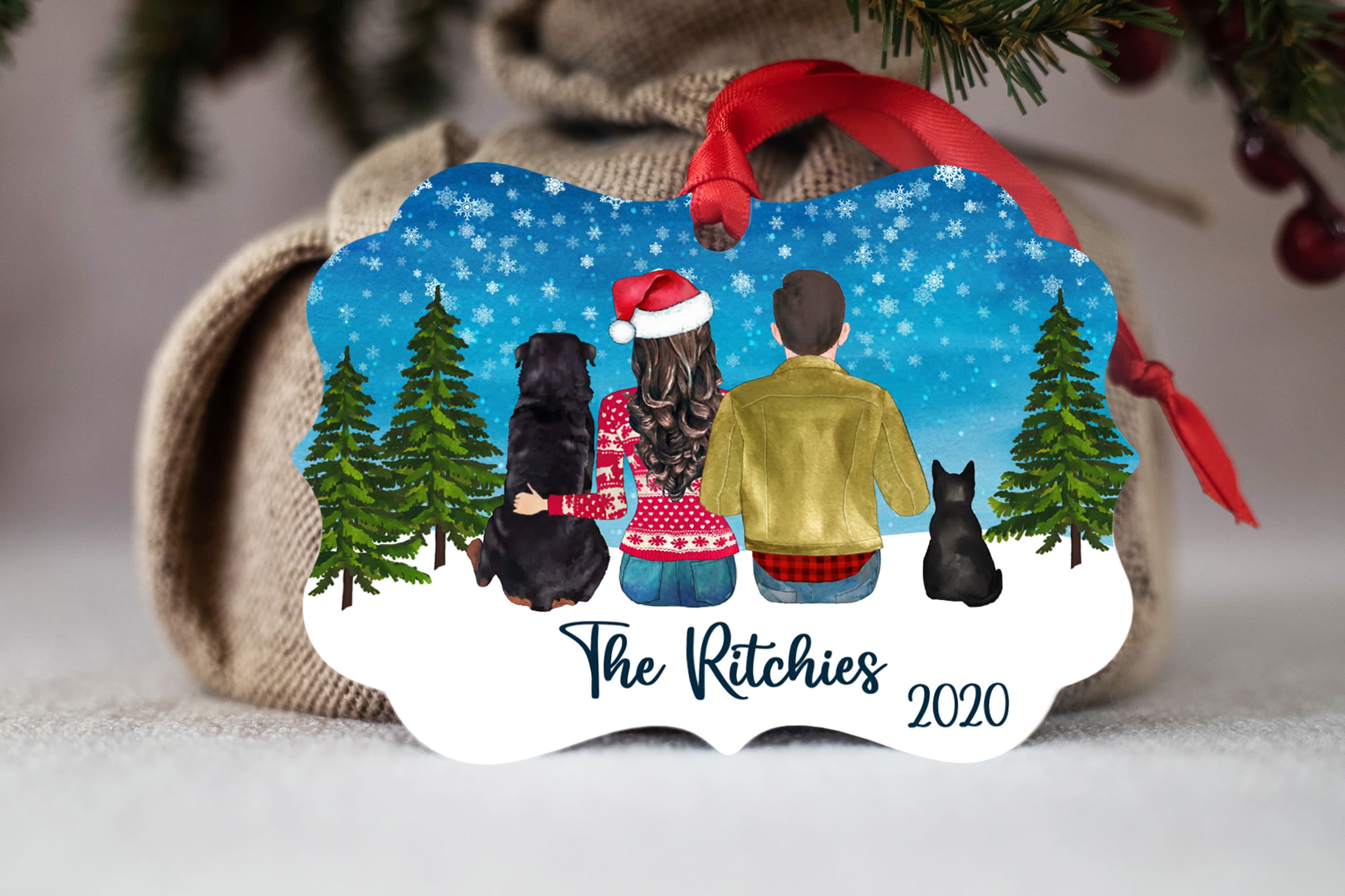 Personalized Family Christmas Ornaments With Dog 