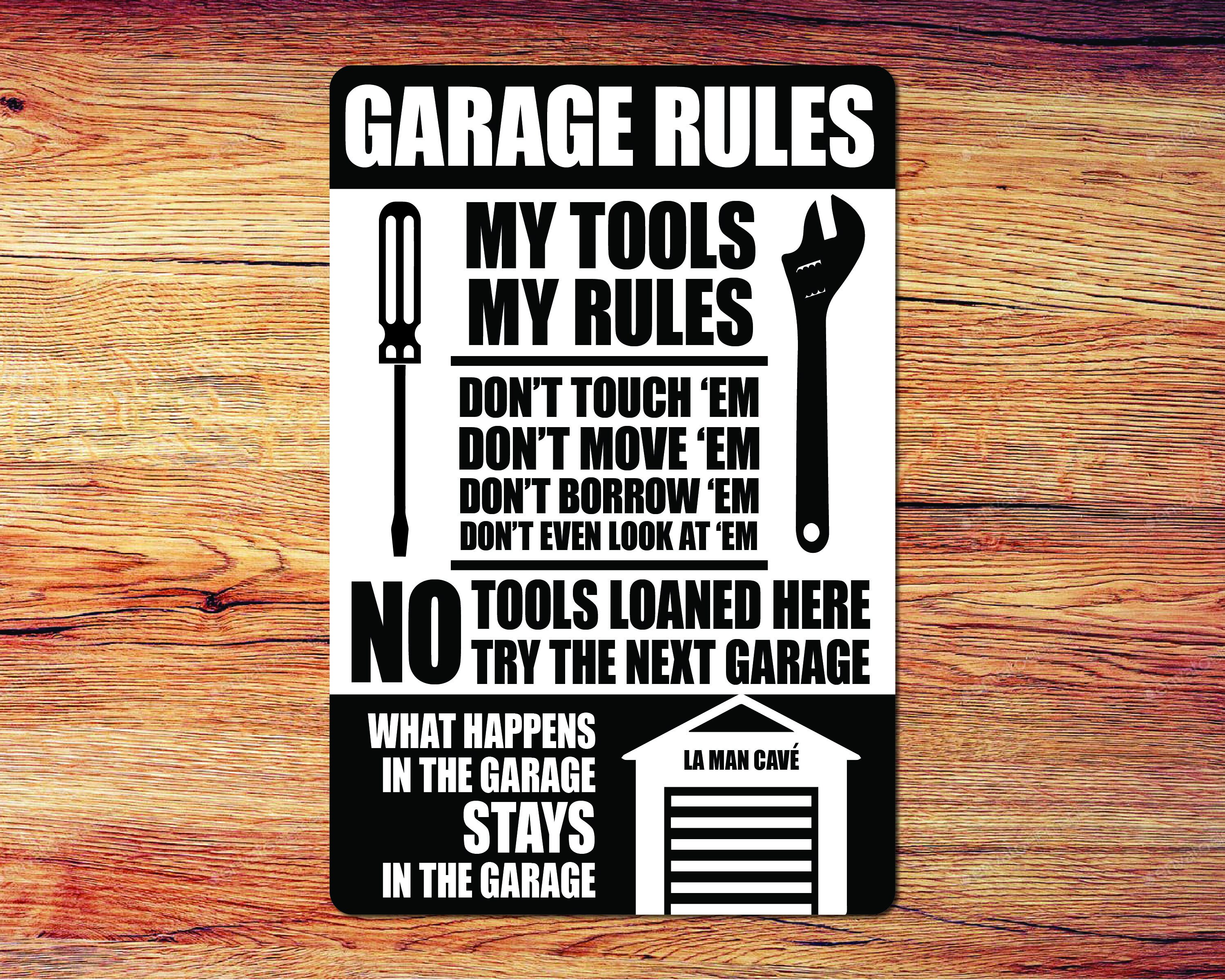 Garage Rules 12 X 18 Rounded Corner Aluminum Sign Etsy