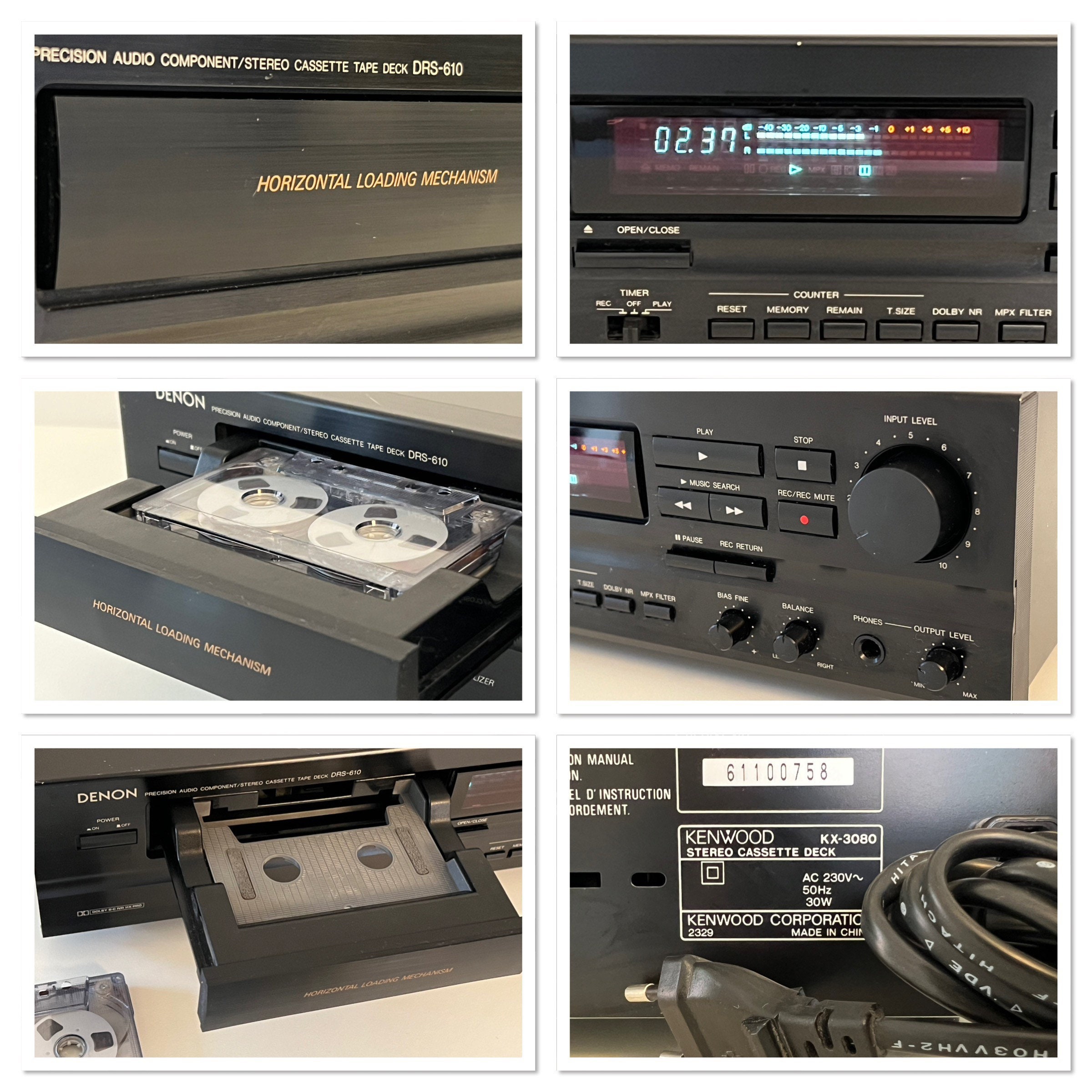 Denon DRS-610 Front Loading Cassette Deck in the Black Finish
