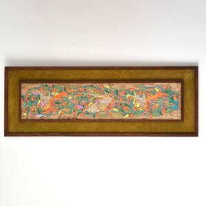 Mid Century wall painting on cork 106cm x 38cm