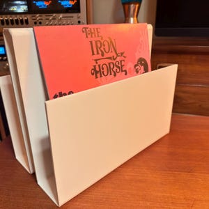 vintage white Plexiglass LP,  magazine  holder.