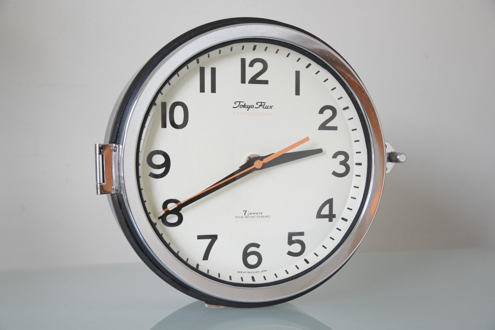 60'sヴィンテージ掛時計 東京時計 FLUX MOTOR CLOCK 不動品 Tokyo Flux Professional 7 Jewels Jaren 60 Zeer Zeldzame Japanse
