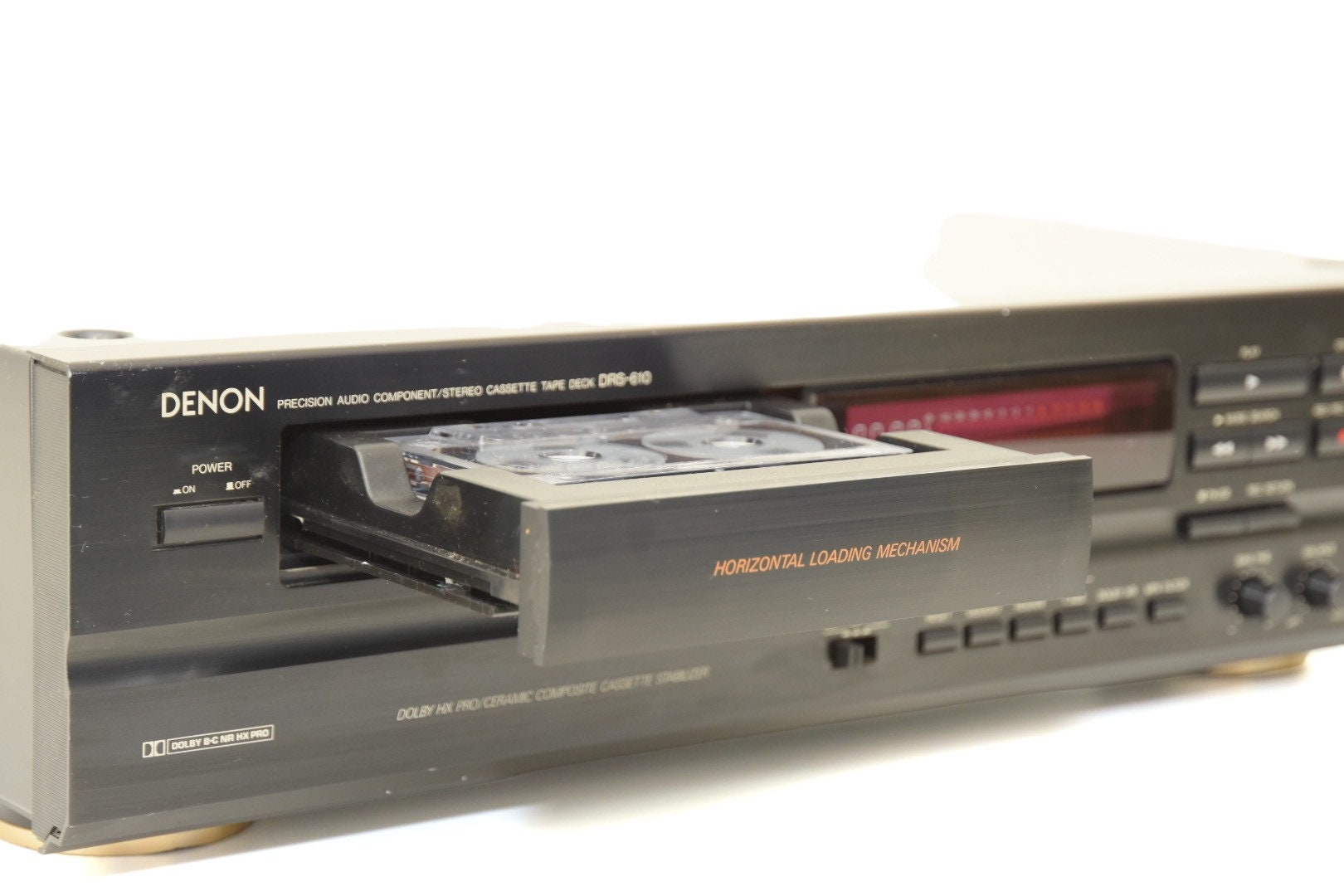 DENON DRS-610 ステレオカセットデッキ Denon DRS-610 Front Loading Cassette Deck in the Black Finish