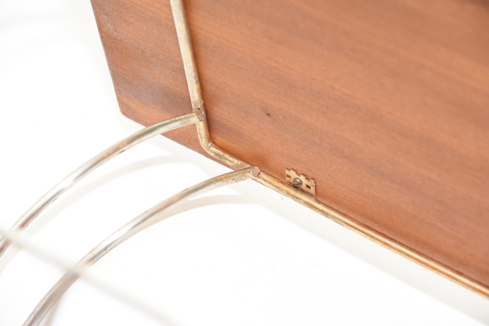 60s Vintage Magazine Holder Curved Metal Base Teak Etsy