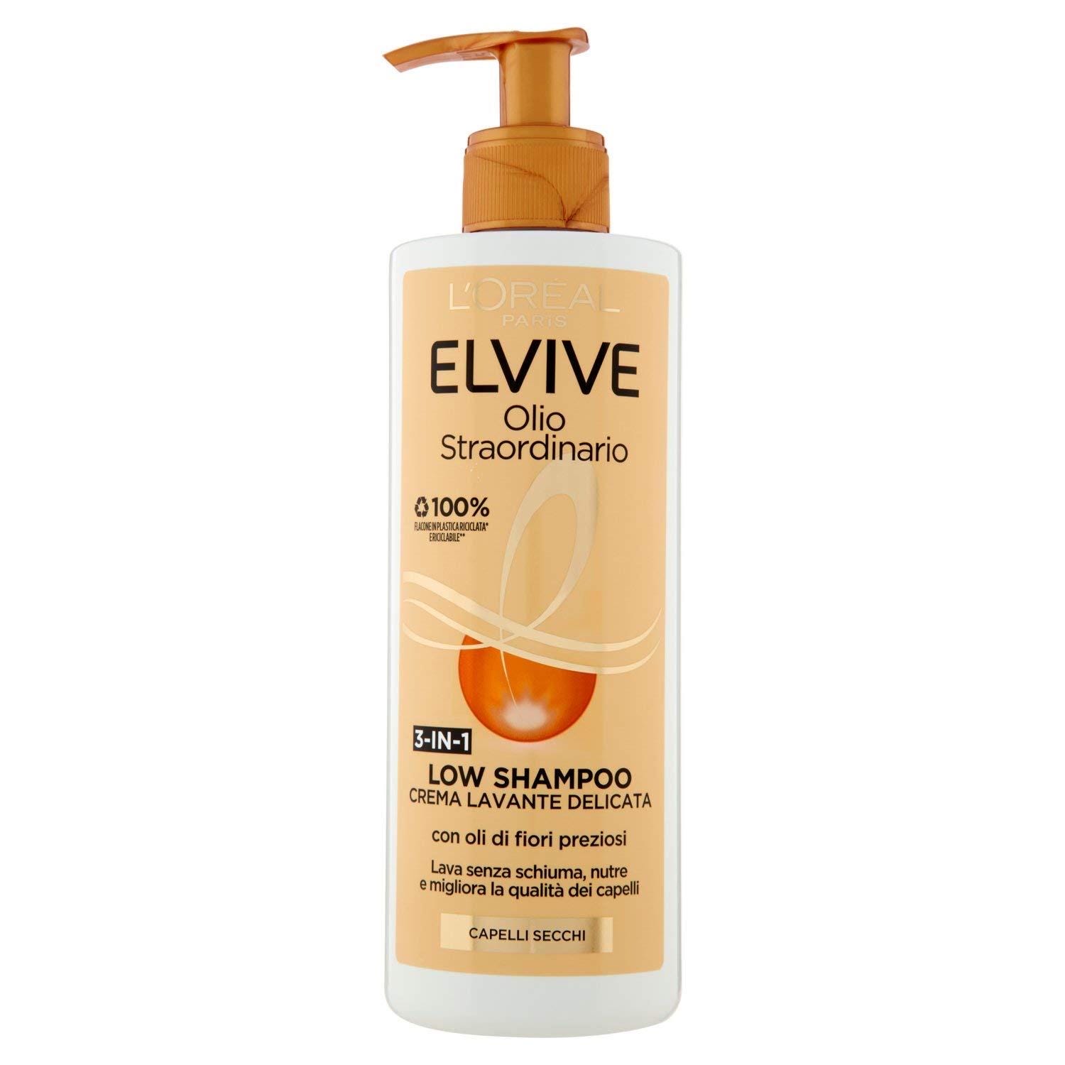Elvive L oreal Paris Low Shampoo Non Foaming and Sulfate Free Shampoo 400 Ml Olio Straordinario Etsy