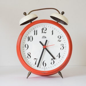 Big XL Vintage Lumen West Germany clock in red / white
