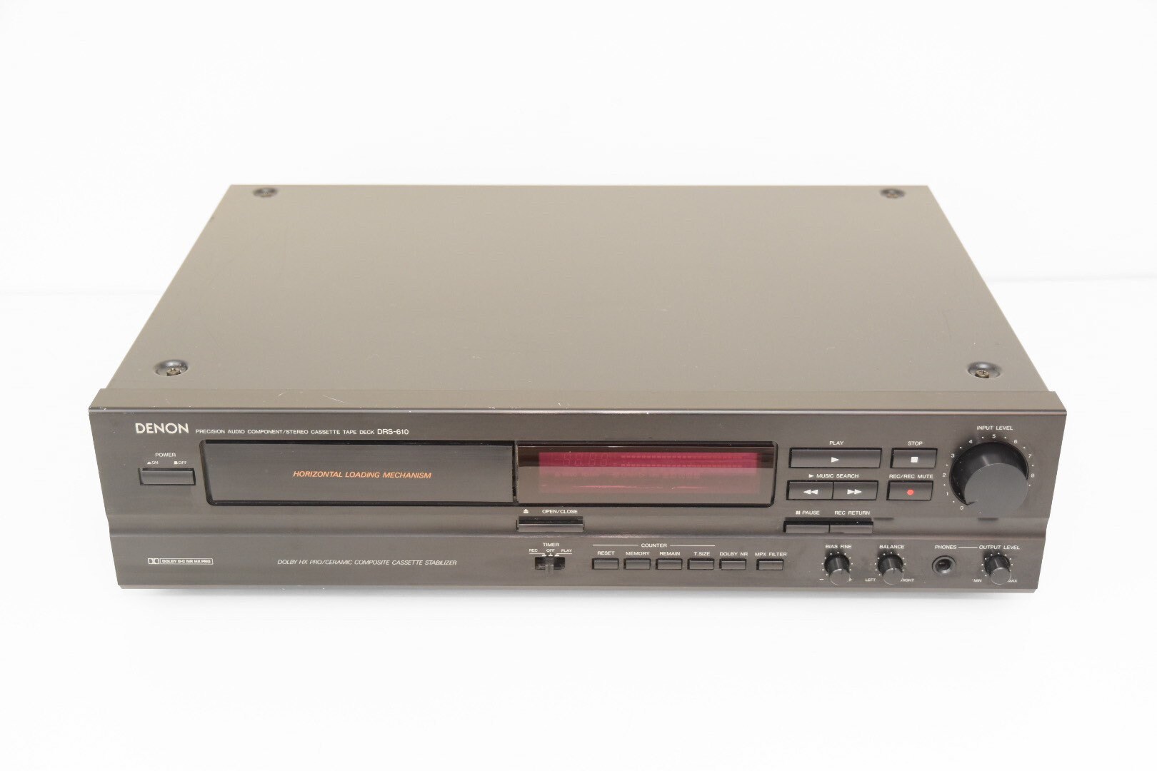 Denon DRS-610 Front Loading Cassette Deck in the Black Finish
