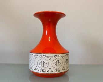 陶芸 花瓶 西ドイツ陶器 磁器花瓶、オレンジ、白、1960年代 - Etsy 日本