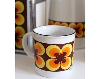 Vintage koffiekop, retro, keramiek, thee-/koffiemok, 250 ml, geel