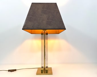 Lámpara de mesa SMCVintage de latón y acrílico – Diseño moderno de mediados de siglo, estilo Hollywood Regency