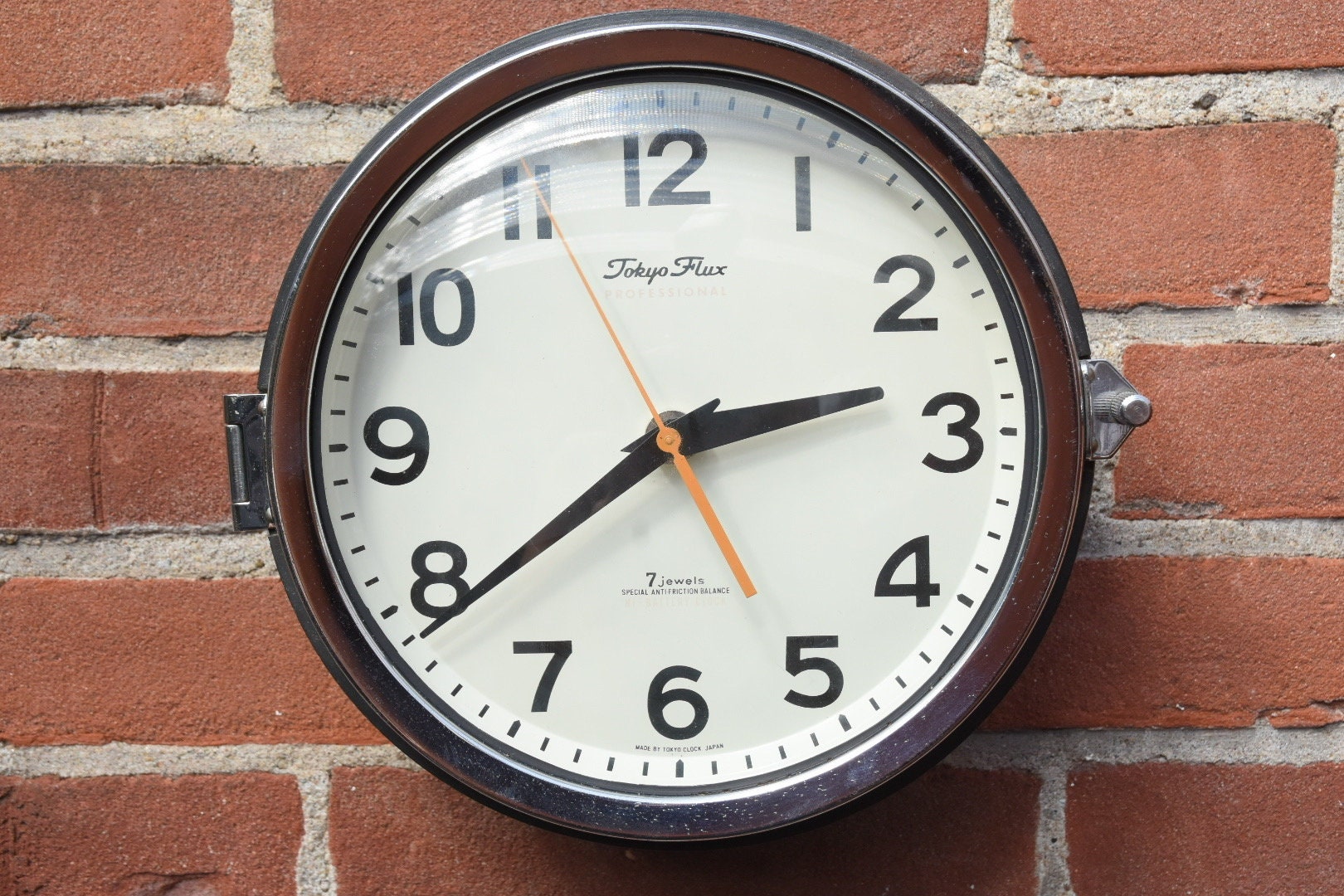 60'sヴィンテージ掛時計 東京時計 FLUX MOTOR CLOCK 不動品 Tokyo Flux Professional 7 Jewels Jaren 60 Zeer Zeldzame Japanse