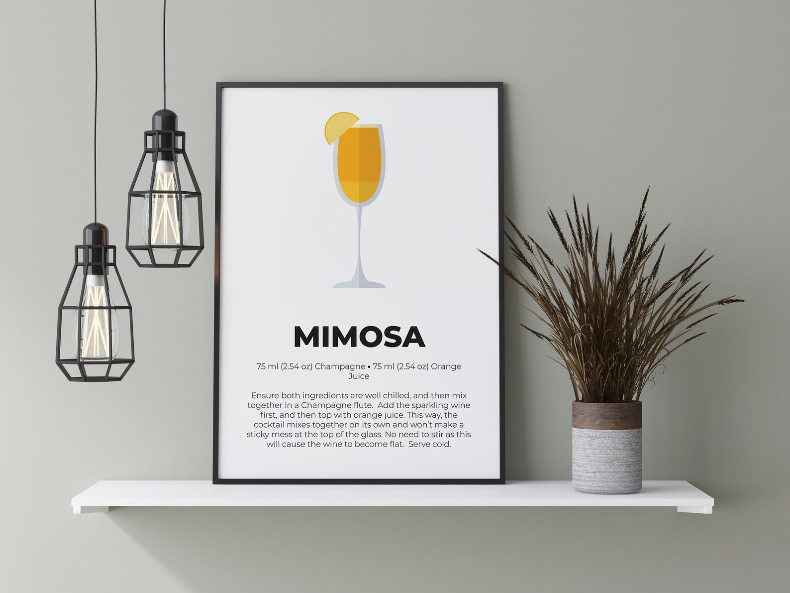 Mimosa Cocktail Recipe Print Mimosa Print Mimosa Poster | Etsy