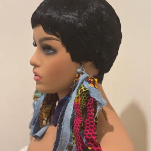 Handmade African Fabric Fringe Earrings: Boho Statement Jewelry