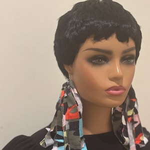 Handmade Camouflage Fringe Fabric Earrings: Boho Statement Jewelry