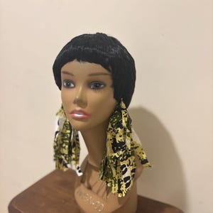 Camouflage Fringe Earrings: Handmade fabric Statement earrings