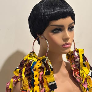 Ankara Fabric Shredded Earrings: Boho Hippie Style