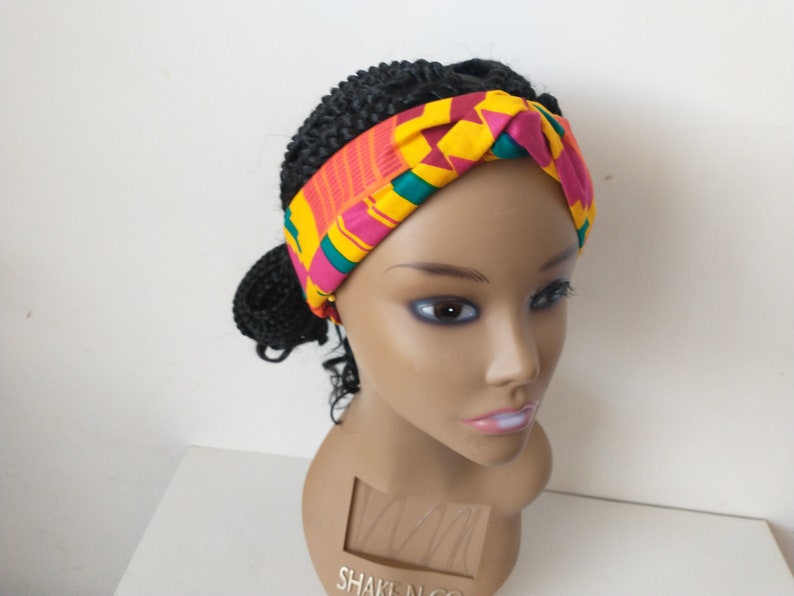 Batik Headband with elastic Kente fabric Twist Headband Elastic Headband Women/'s Headtie
