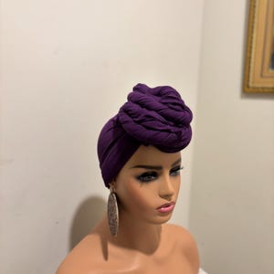 Purple Jersey Knit Headwrap: Stretchy Turban Scarf