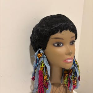 Handmade African Fabric Fringe Earrings: Boho Statement Jewelry