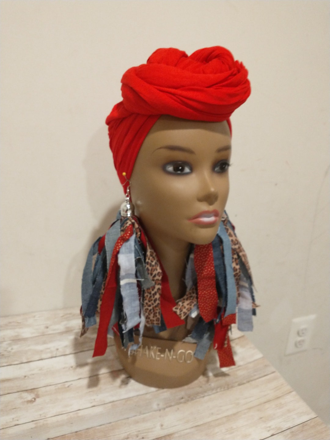 Mixed Fabric and Leather Fringe Earrings Bold Light Weight Statement Earrings Leather Cloth