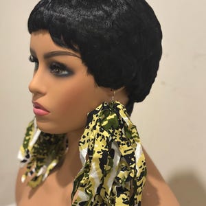Camouflage Fringe Earrings: Handmade fabric Statement earrings