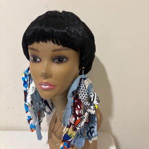 Handmade African Fabric Fringe Earrings: Boho Statement Jewelry