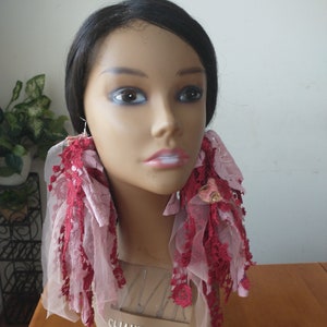 Mixed Fabric Fringe Earrings: Bold Hippie Statement Earrings