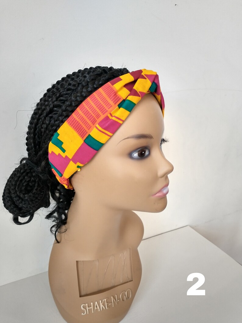 Batik Headband with elastic Kente fabric Twist Headband Elastic Headband Women/'s Headtie