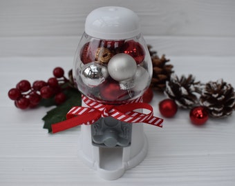 MINI Christmas gumball machine, Christmas tiered tray, Christmas baubles decor, Farmhouse Christmas decor, Christmas baubles gumball machine