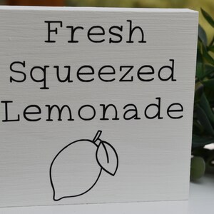 Fresh Squeezed Lemonade mini painted sign, summer tiered tray sign, farmhouse lemon decor, rustic wood sign image 9