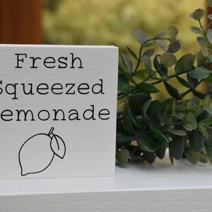 Fresh Squeezed Lemonade mini painted sign, summer tiered tray sign, farmhouse lemon decor, rustic wood sign image 5