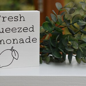 Fresh Squeezed Lemonade mini painted sign, summer tiered tray sign, farmhouse lemon decor, rustic wood sign image 8